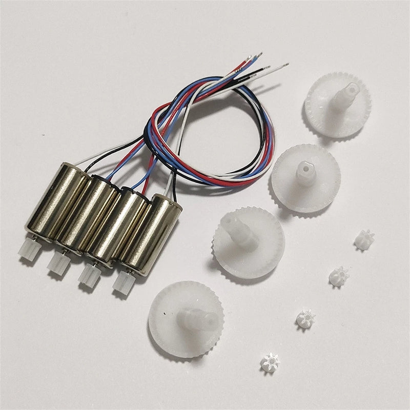 E88 drone motor gear kit with four wired motors and plastic gears