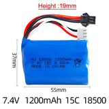 1Pcs 7.4V 1200mAh Li-ion Battery SM plug for Electric Toys water bullet gun toys