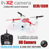 RC quadcopter with HD camera, red and white body, with black remote controller