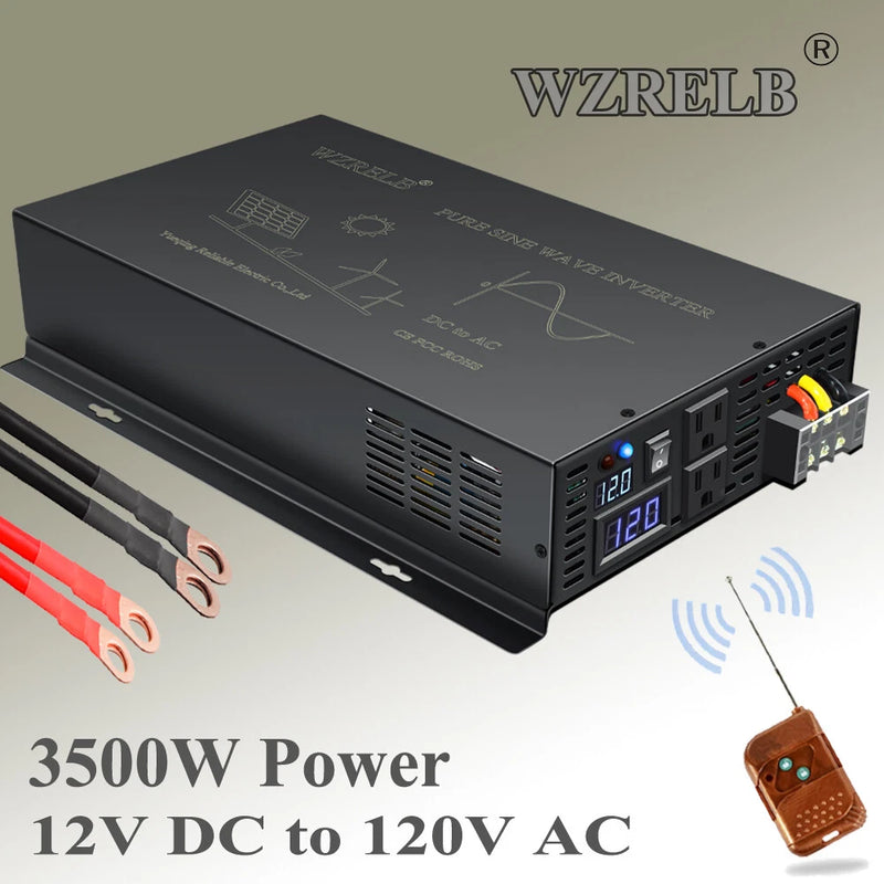 Pure Sine Wave Inverter 12V to 120V Power Converter 3500W Truck Motor Home Car