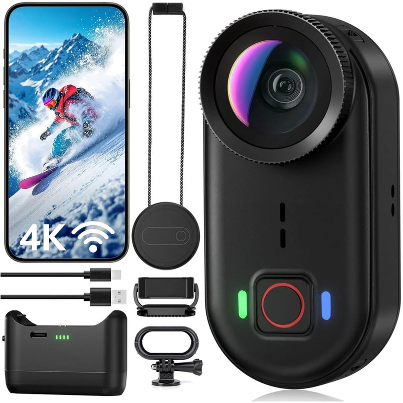 4K Waterproof Mini Action Camera - Magnetic Design, Ideal for Vlogging & Sports