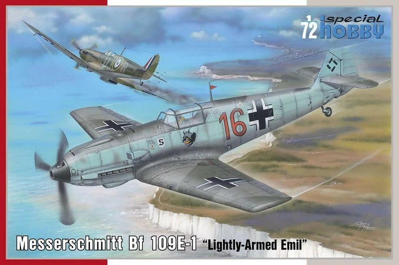 1:72 Messerschmitt Bf 109E-1 model aircraft with light gray/green camouflage markings