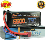Powerhobby 4S LiPo battery pack with red/black Deans connector, 14.8V 6600mAh 75C