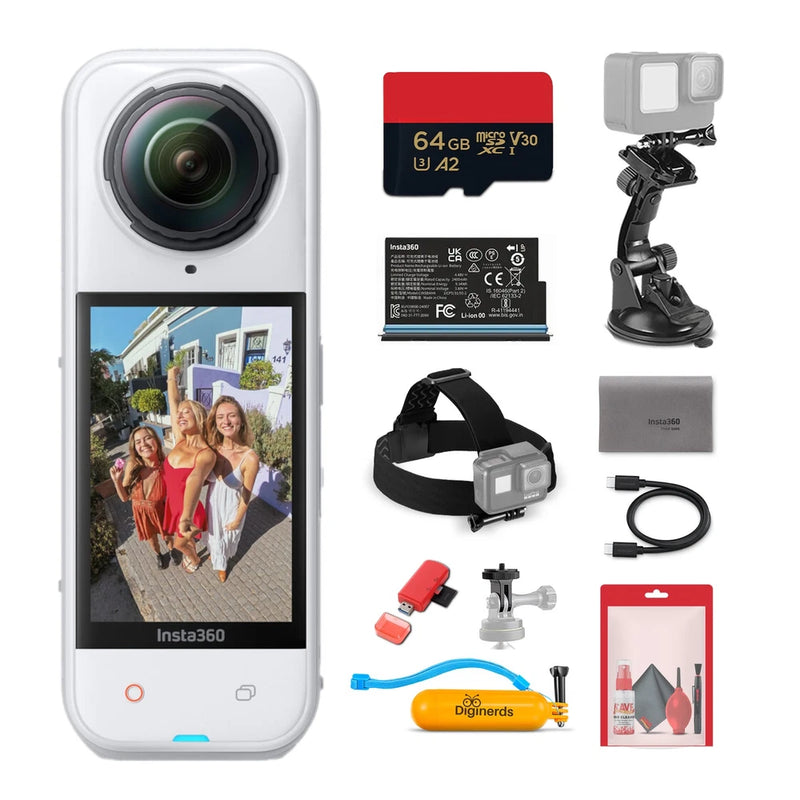 Insta360 X5 8K Waterproof 360 Camera, White w/ AI Imaging