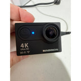 Maginon compact action camera with front lens, 4K Ultra HD Wi‑Fi label, blue status light
