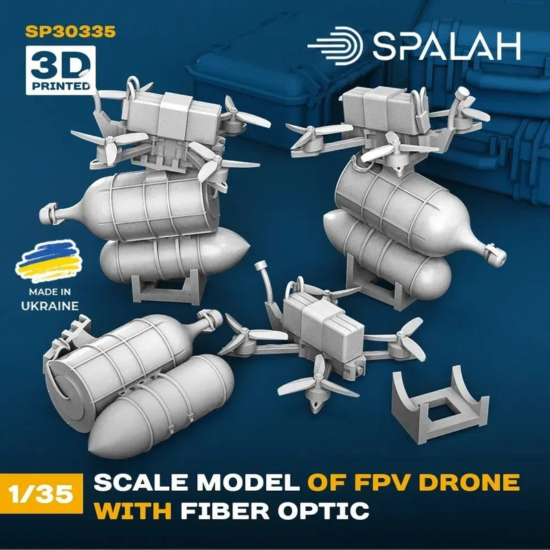 Set of scale models FPV drone with fiber optic Resin model kit 1/35 SPALAH 30335