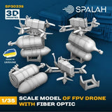 Set of scale models FPV drone with fiber optic Resin model kit 1/35 SPALAH 30335