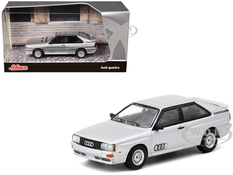 AUDI QUATTRO SILVER 1/64 DIECAST MODEL CAR BY SCHUCO & TARMAC T64S-025-SL