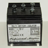 Multi-battery isolator, model 1-70-2, black housing with mounting studs
