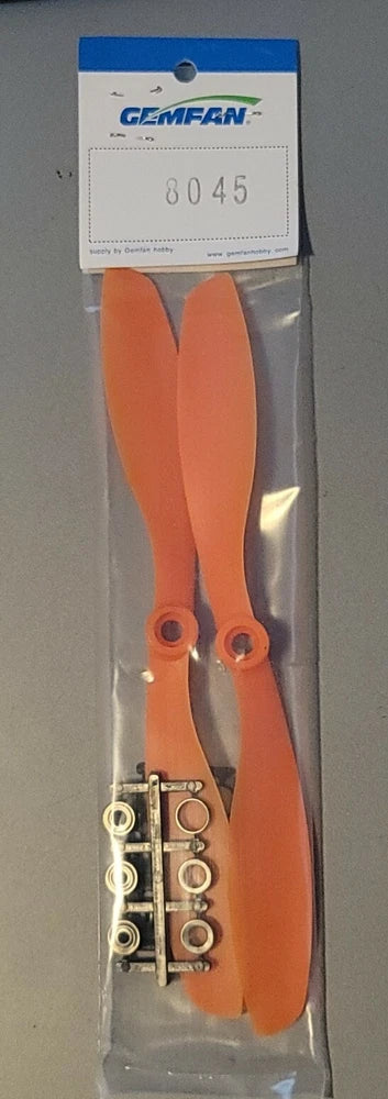 Gemfan orange ABS 8045 2-blade propellers with hardware, CW/CCW rotation