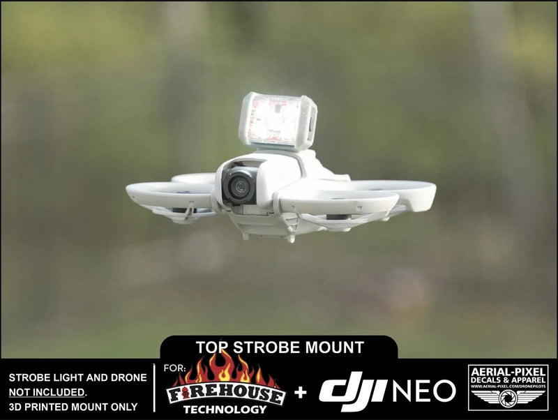 Drone top strobe light mount on a quadcopter