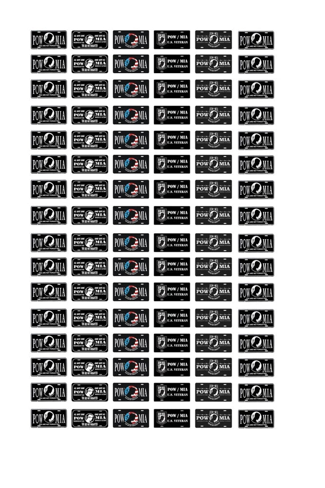 1/24 1/25 scale model car POW MIA license plates tags