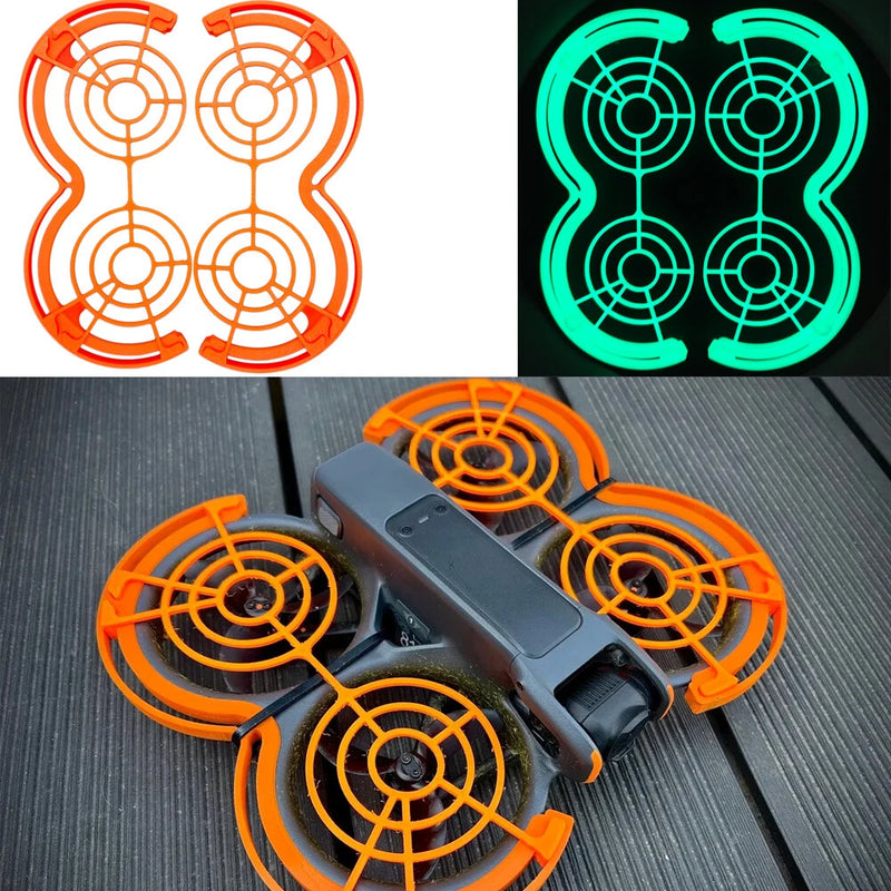 Orange propeller guard bumper rings for drone with grey center body