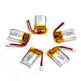 Set of five small RC LiPo batteries with red/black leads and white PH1.25 plug