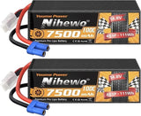 4S Lipo Battery 14.8V 7500mAh 100C EC5 2 Pack