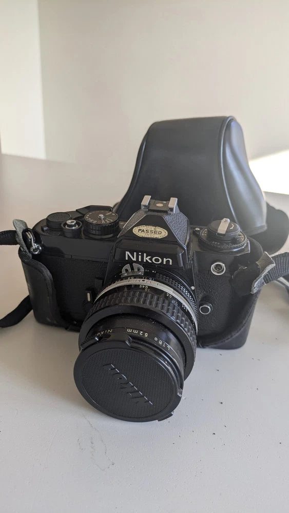 Nikon FE2 Vintage SLR Film Camera Silver Black with Lenses & Accessories Bundle
