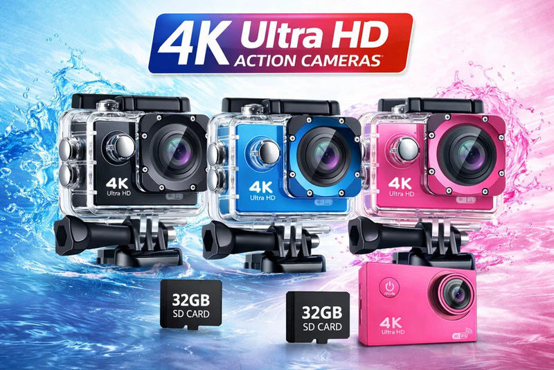 Rigwig D800R 4K WiFi Action Camera 20MP 30M Waterproof + 32GB Remote