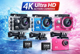 Rigwig D800R 4K WiFi Action Camera 20MP 30M Waterproof + 32GB Remote
