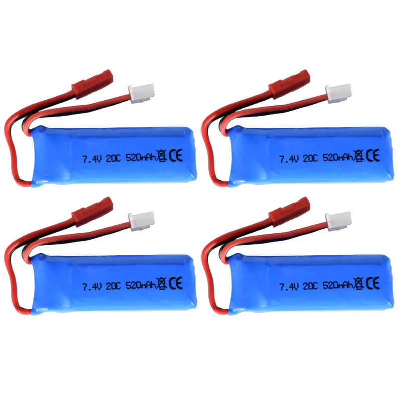 4Pcs 7.4V 520mAh Lipo Battery for K969 K979 K989 K999 P929 P939 WLtoys RC Car