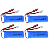 4Pcs 7.4V 520mAh Lipo Battery for K969 K979 K989 K999 P929 P939 WLtoys RC Car