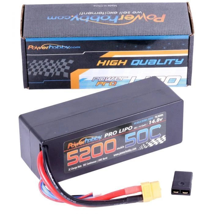 4S 14.8V 5200mAh 50C LiPo Battery with XT60 and Traxxas Plug Hard Case LCG