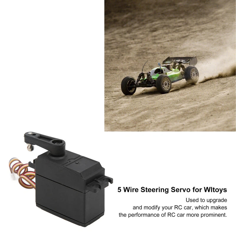 5 Wire Steering Servo For Wltoys 104001 RC Car - Durable Black Plastic
