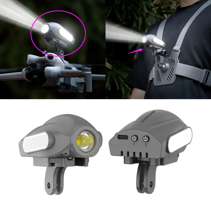 For DJI Mini 4 Pro/Air 3/Avata/FPV Drone Night Flying Light LED Searchlight Part