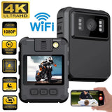 Mini police body camera with front display screen and Wi‑Fi feature, dark gray