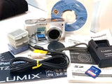 Panasonic DMC-TZ1 Digital-10X-Zoom Camera-Case-Charger-3Batts.-CD-Cables & More