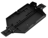 RC 1/16 chassis frame, black plastic base with mounting holes and posts