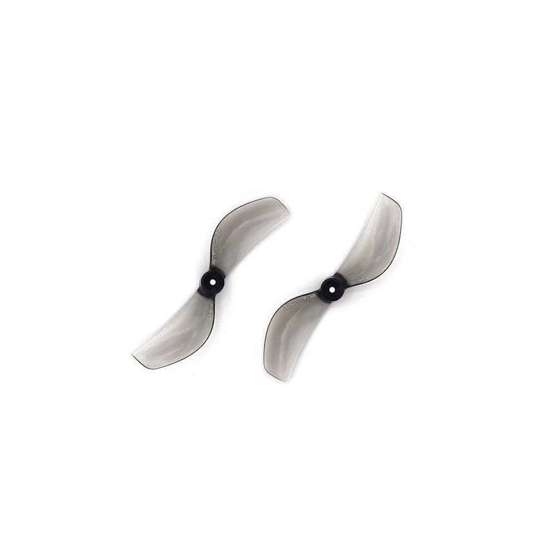 Bi-blade FPV drone propellers with hubs, gray curved blades