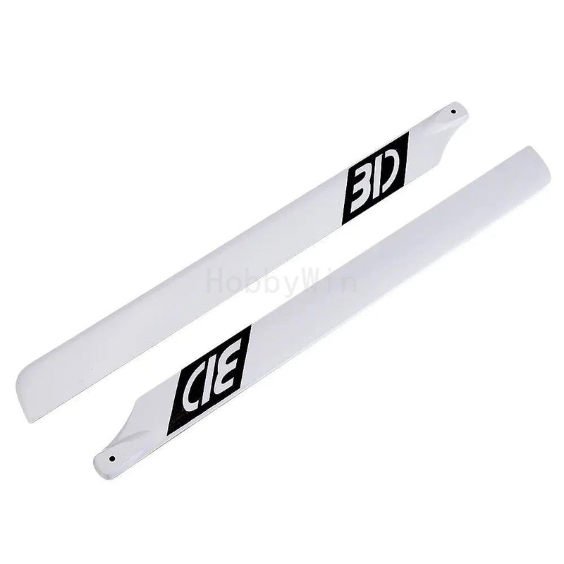 White 430mm carbon main rotor blades for RC helicopter, two long blades with decals