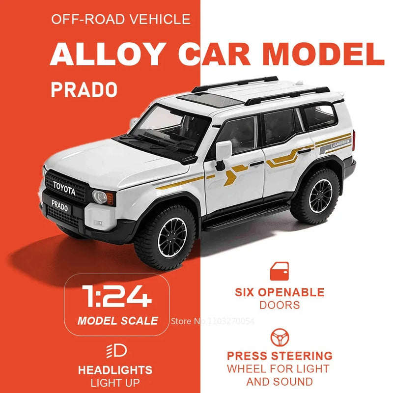 1:24 Toyota Prado FJ Cruiser Alloy Diecast Off Road Vehicle Model Toys Car Sound