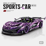 1:8 McLaren P1 supercar building kit, purple mechanical model car with battery