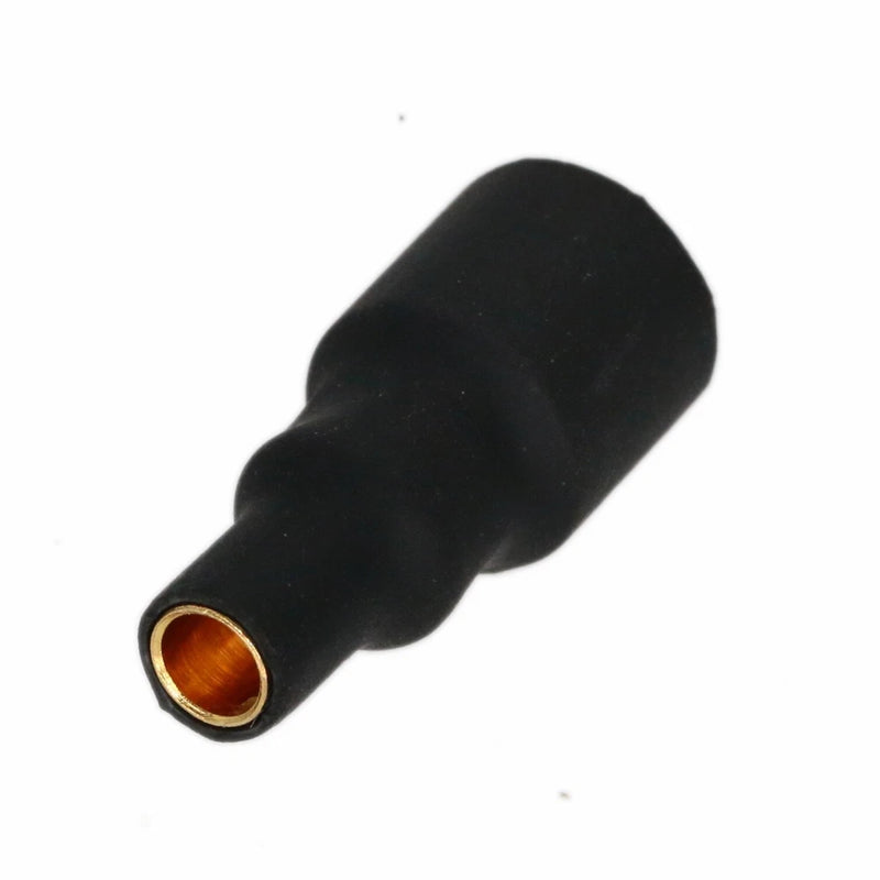 Bullet Banana connector adapter with black housing and gold female socket
