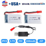 2pcs 3.7V 25C 650mAh Li-Polymer Li Battery 802540 For Helicopter Models RC Drone
