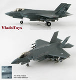 Dark gray F-35A Lightning II scale model aircraft with landing gear and tail details