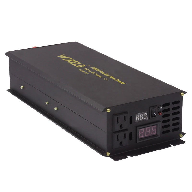 Pure Sine Wave Inverter 12V 120V 2500W Power Converter Off Grid Solar System Car