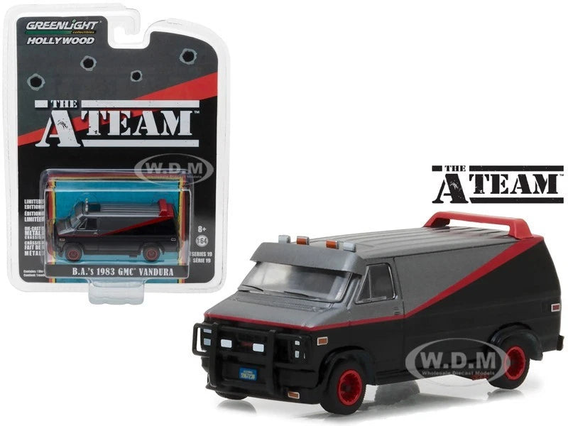 1983 GMC VANDURA VAN "A-TEAM" BLACK 1/64 DIECAST MODEL BY GREENLIGHT 44790 B