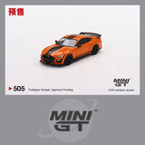 MINI GT 1:64 Ford Mustang Shelby GT500 Twister Orange LHD Diecast Model Car