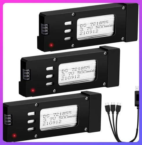3Pack 500mAh 3.7V Lipo Battery for Eachine E58 L800 JY019 S168 Drone X Pro RC US