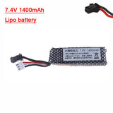 Lipo Battery 7.4V 1400mAh SM plug for Soft bullet gun special core accessories Battery