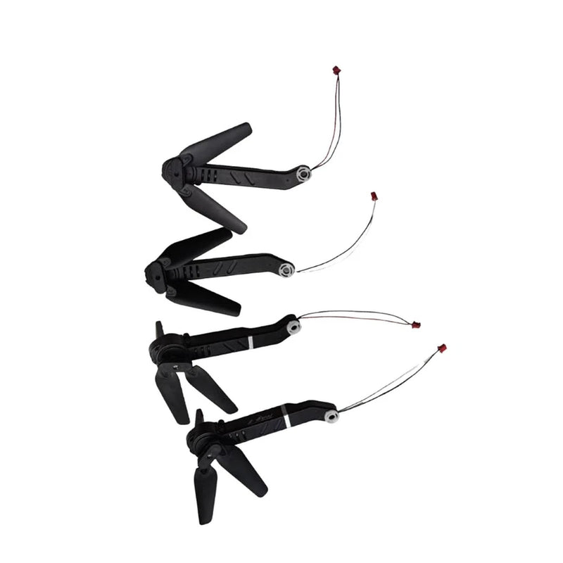 Set of four black folding drone motor repair arms with wiring harnesses