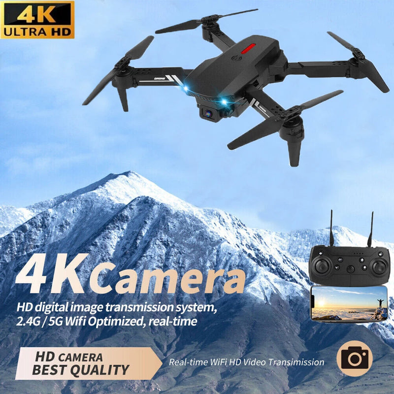 Foldable quadcopter drone with built-in camera and remote controller
