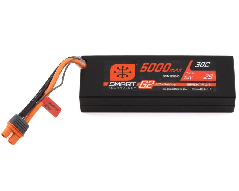 5000mAh 2S 7.4V Smart G2 LiPo 30C Hard Case; IC3 (SPMX52S30H3)