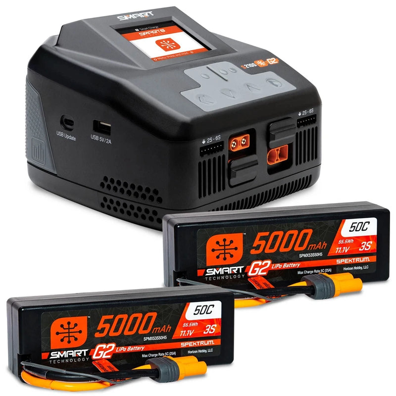 Spektrum Smart Powerstage 6S Bundle: 5000mAh 3S LiPo Battery IC5/S2100 Charger