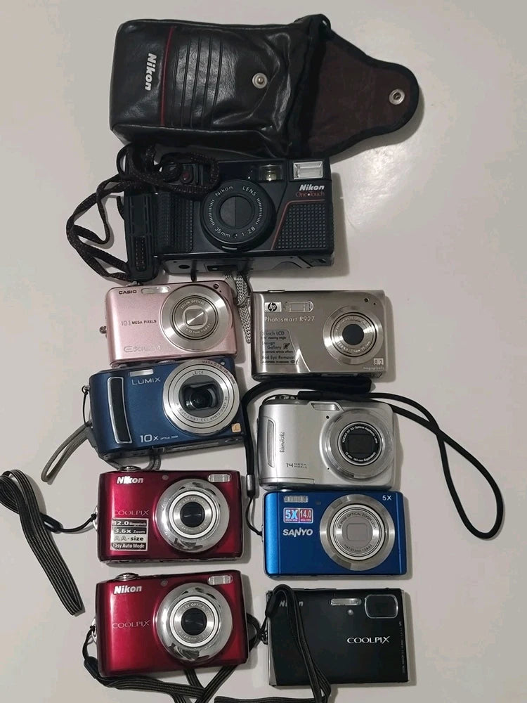 9 Sanyo Kodak Nikon Lumix Digital Film Cameras Parts Repair Power shot Coolpix