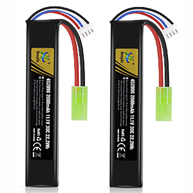 2pcs 3s Lipo Battery Mini Tamiya Airsoft Plug 11.1v 2000mah 30c For Airsoft