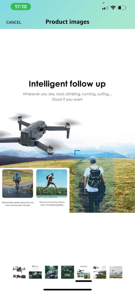 Compact quadcopter drone with built-in HD 4K camera and GPS module