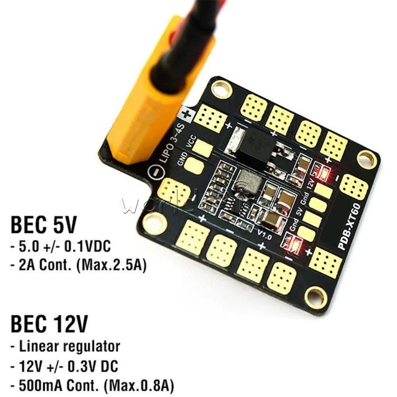 PDB XT60 w/BEC 5V/12V Power Distribution Module Board for FPV Drone Quad